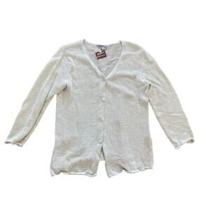 1990s VTG Co & Eddy Mint Green Fine Knit Button Up Lightweight Cardigan Medium